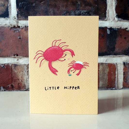 Little Nipper New Baby Funny Cute Crab Card