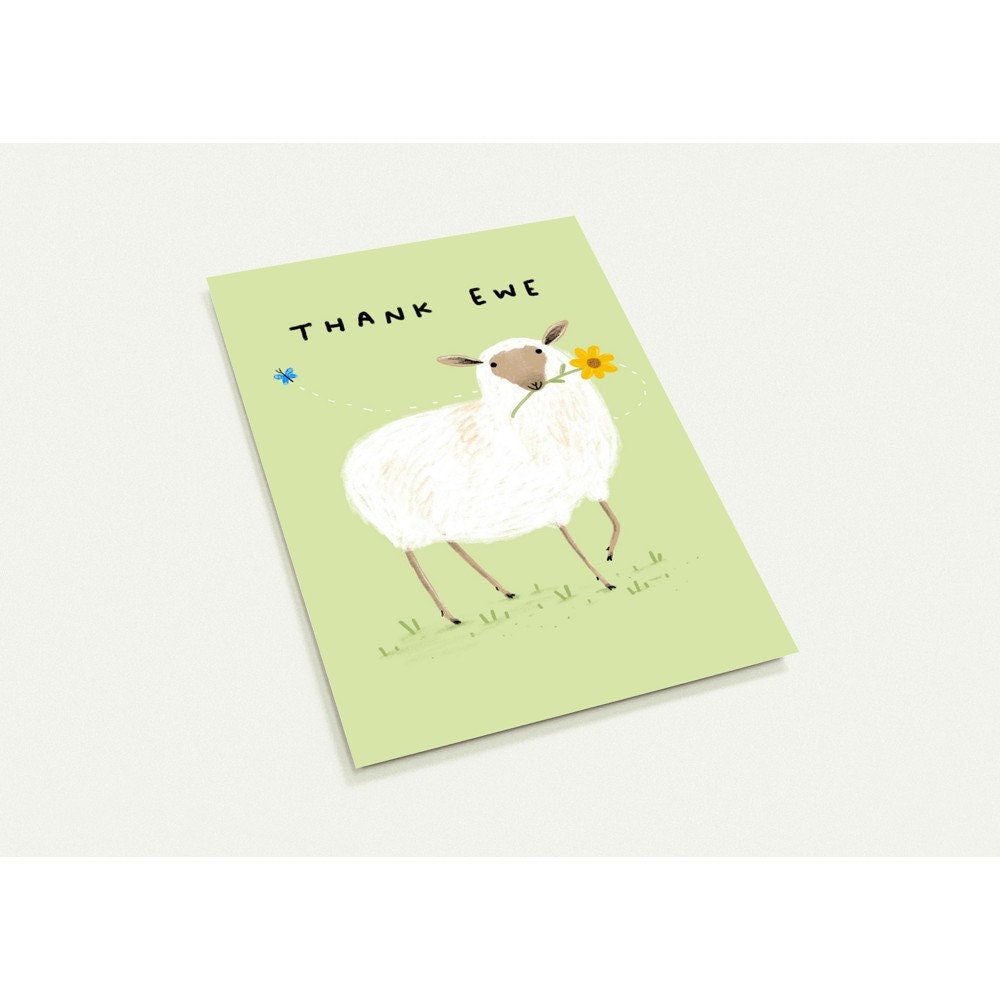 Thank Ewe Pack of 10 Postcards - Sheep Thank You Note
