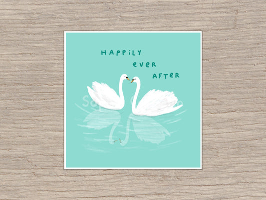 Happily Ever After Swans Signed Fine Art Print Wedding Gift