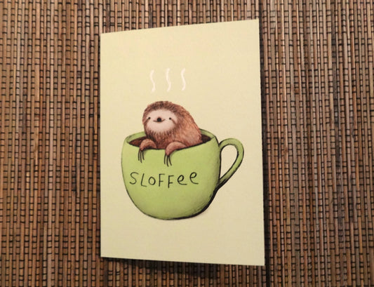 Sloffee Card - Cute Sloth Cup of Coffee