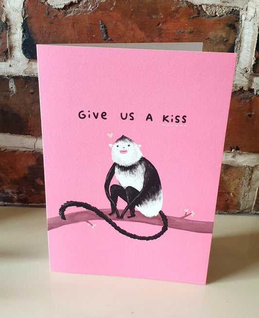 Large Yunnan Snub-Nosed Monkey 'Give Us a Kiss' Card