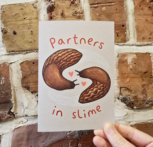 Partners in Slime - Cute Slugs Snails Gardening Mollusc Valentines Card