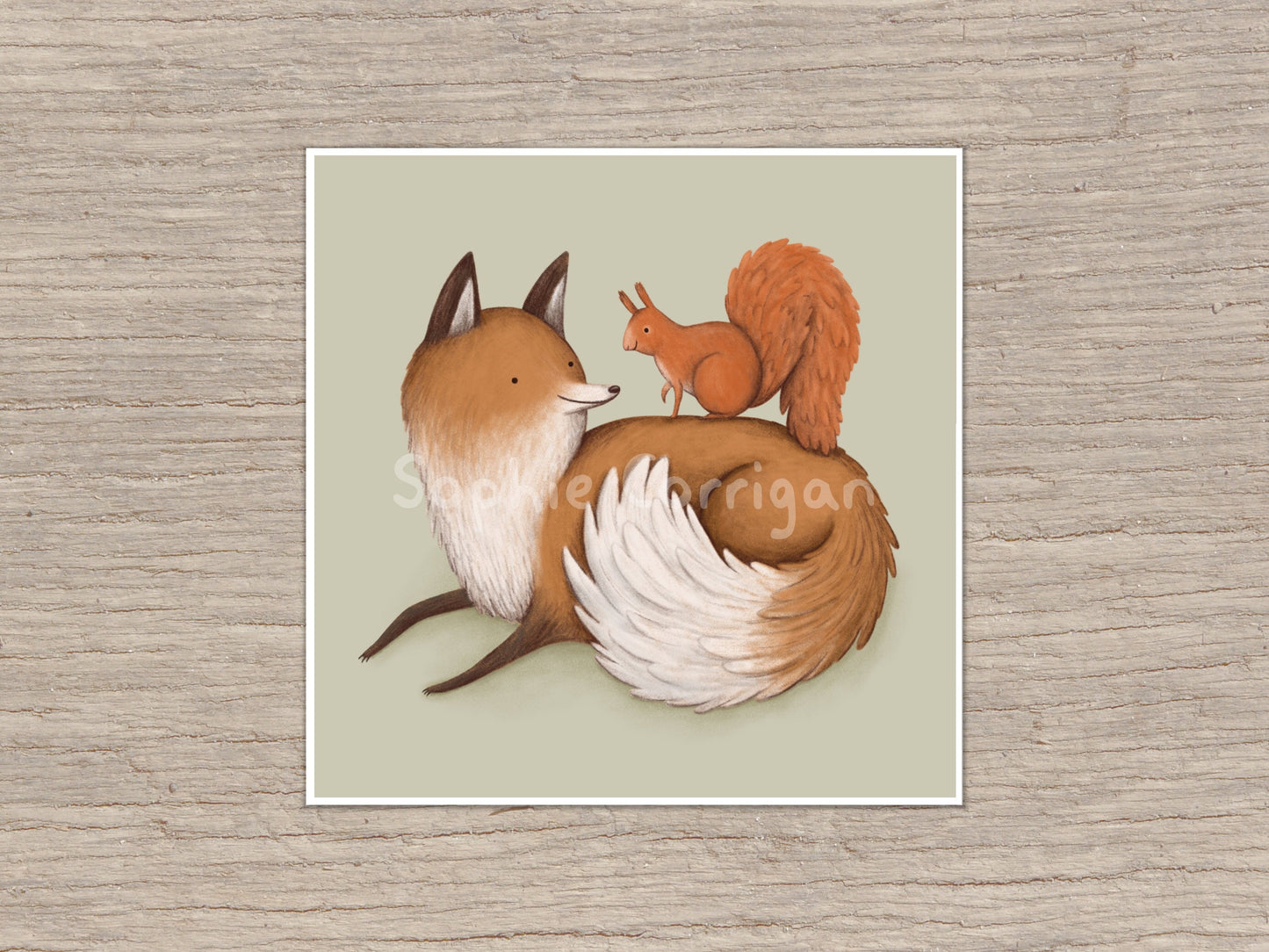 Fox & Red Squirrel Signed Fine Art Print
