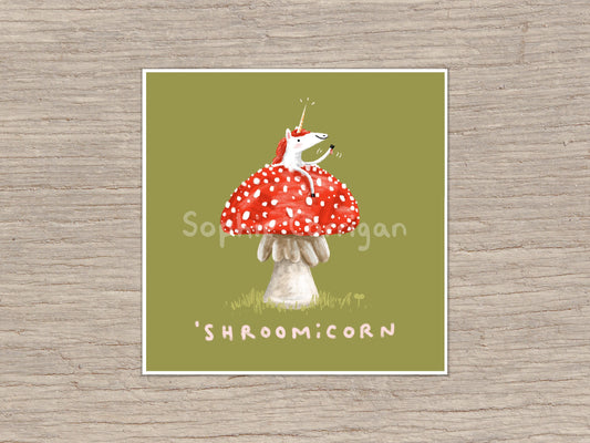SHROOMicorn Cute Mushroom Unicorn Signed Fine Art Print