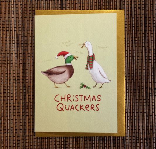 Christmas Quackers Cute Quacking Ducks Christmas Card
