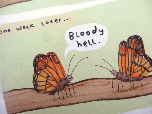 Caterpillar Love Card - Butterfly Bugs Valentine's Day
