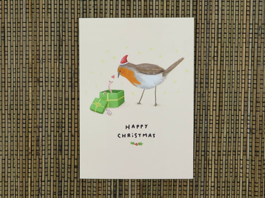 Robin & Worm Happy Christmas Card