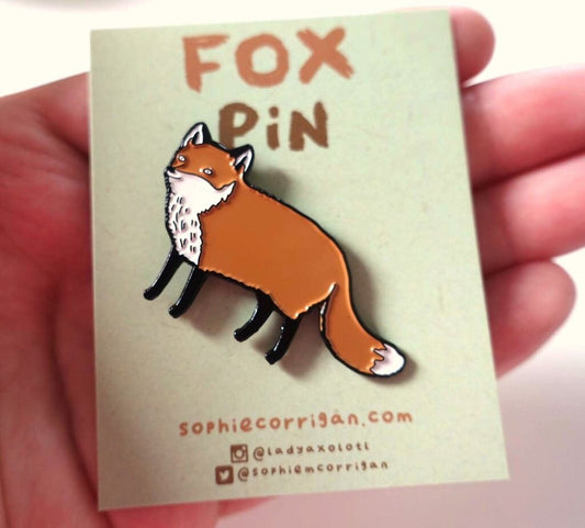 Fox Enamel Pin: Original Illustration, British Wildlife Charity