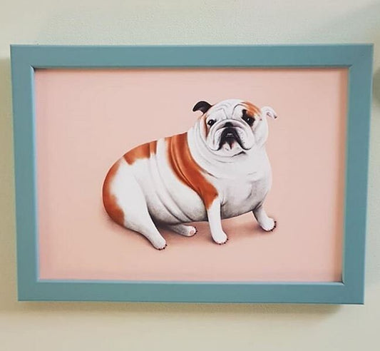 British Bulldog Portrait Signed Art Print