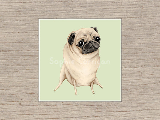 Sweet Fawn Pug Portrait Signed Fine Art Print