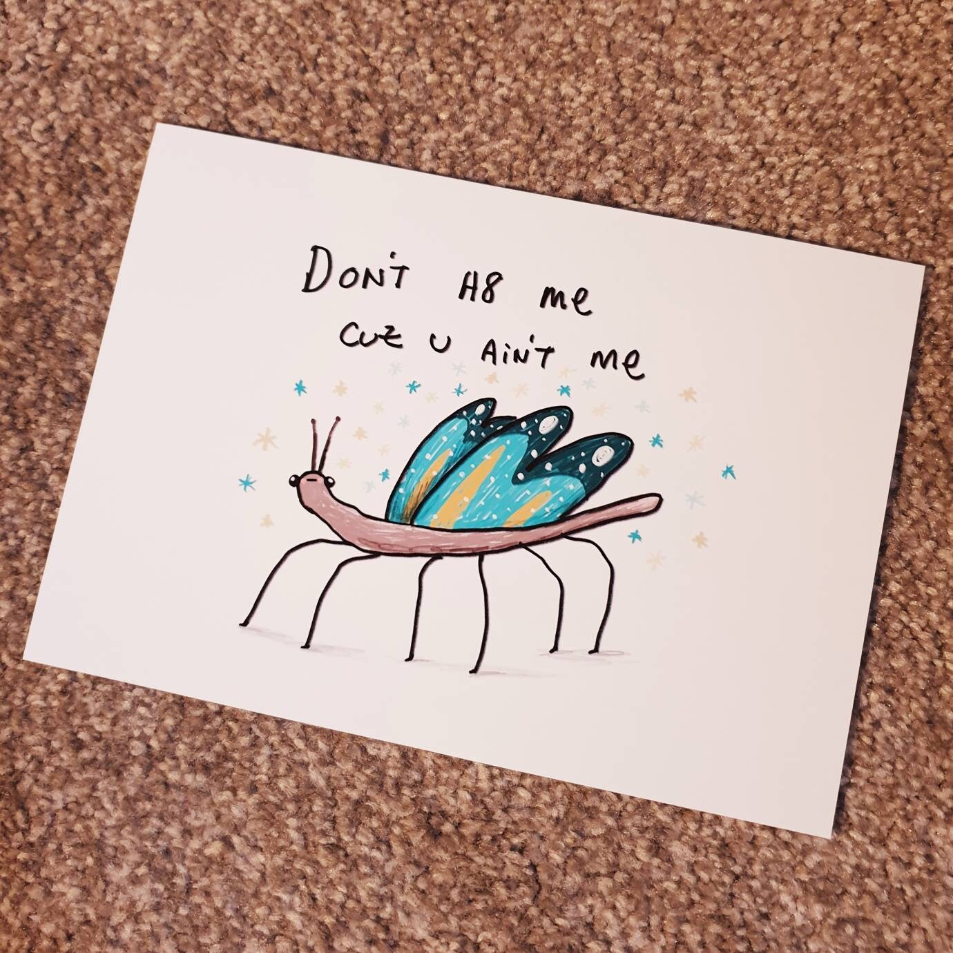 Funny Sassy Winged Insect Butterfly Signed Fine Art Print
