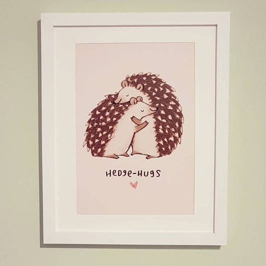Hedge-hugs A4 Signed Print - Cute Hugging Hedgehogs Valentines Day