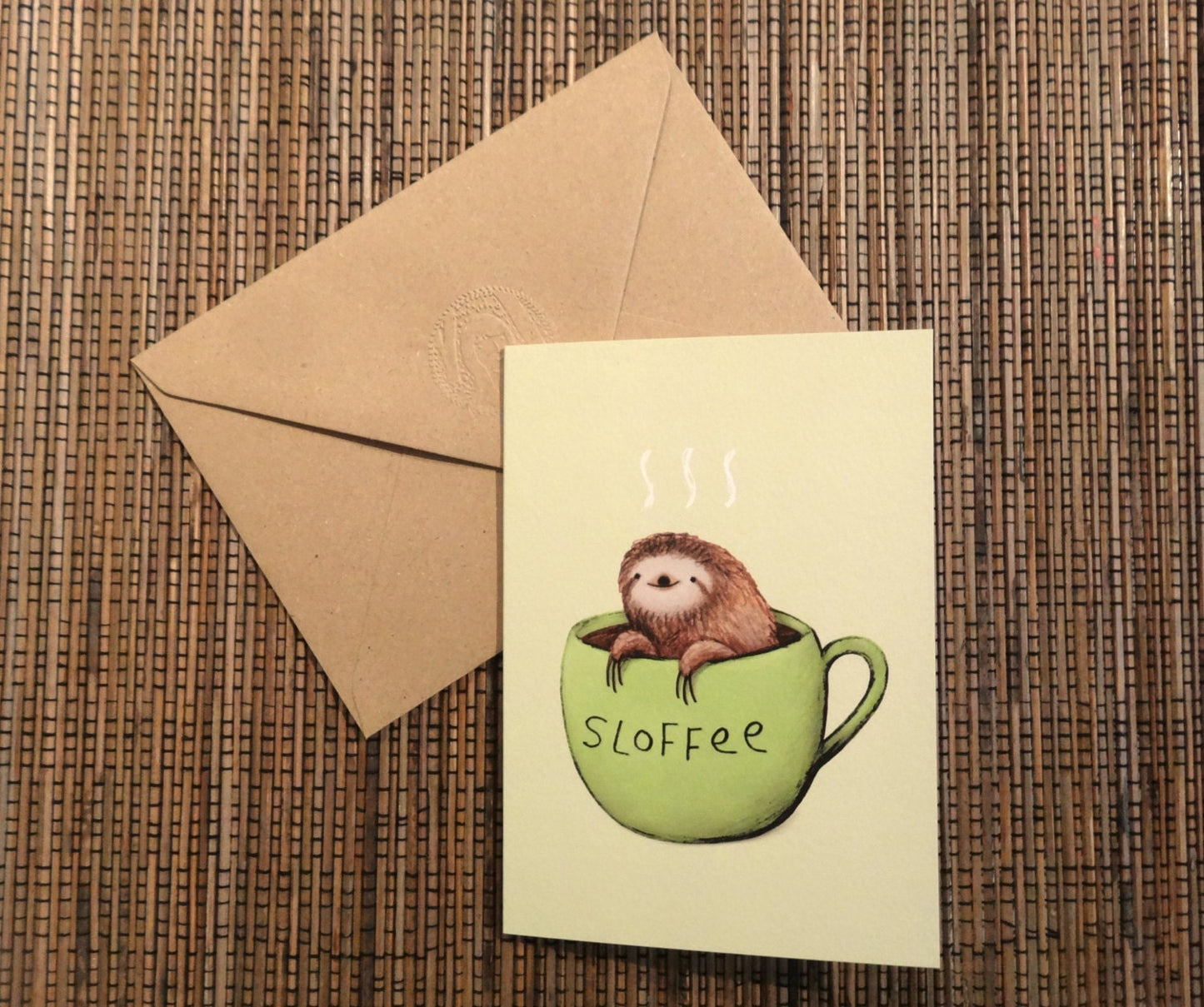 Sloffee Card - Cute Sloth Cup of Coffee