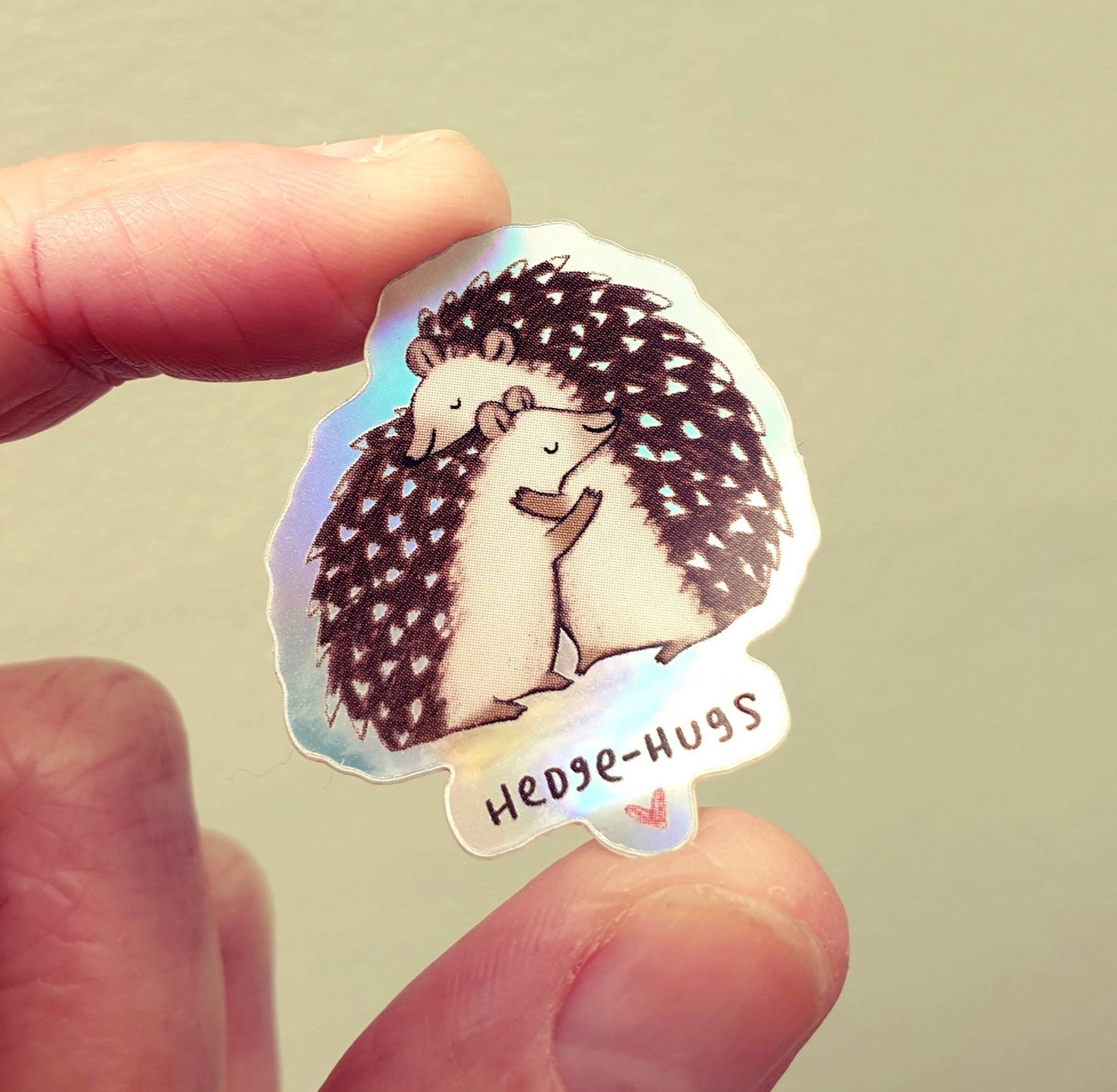 Hedge-hugs Hugging Hedgehogs Holographic Vinyl Sticker - Cute Cuddling Hedgehugs Outdoor Bumper Scrapbook Journal Valentine's