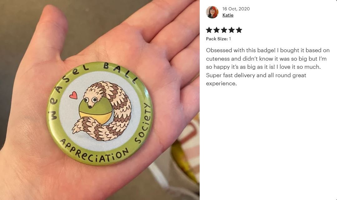 Weasel Ball Appreciation Society Metal Pin Badge