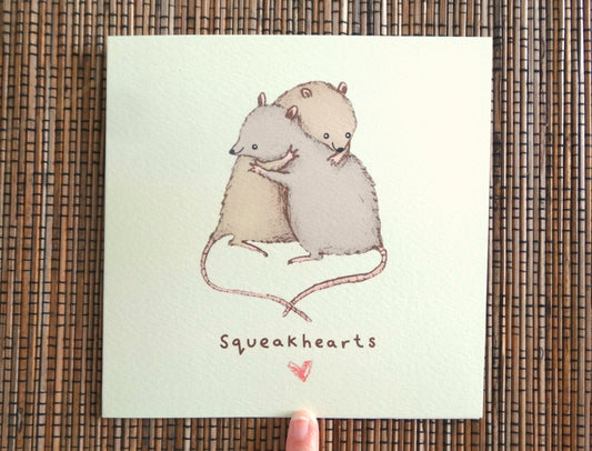 Squeakhearts Cute Hugging Mice Rats Love Card