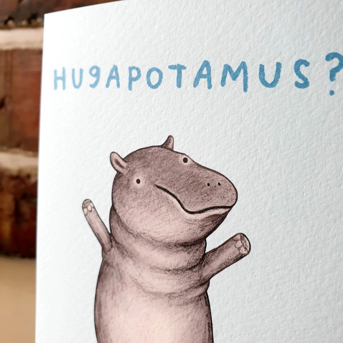 Hugapotamus? Cute Hippopotamus Hippo Hug Card
