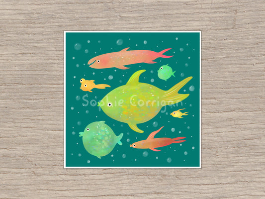 Cute Funny Colourful Fish Signed Fine Art Print