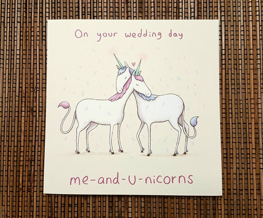 Unicorn Wedding Card - Cute Illustrated Marriage Greeting