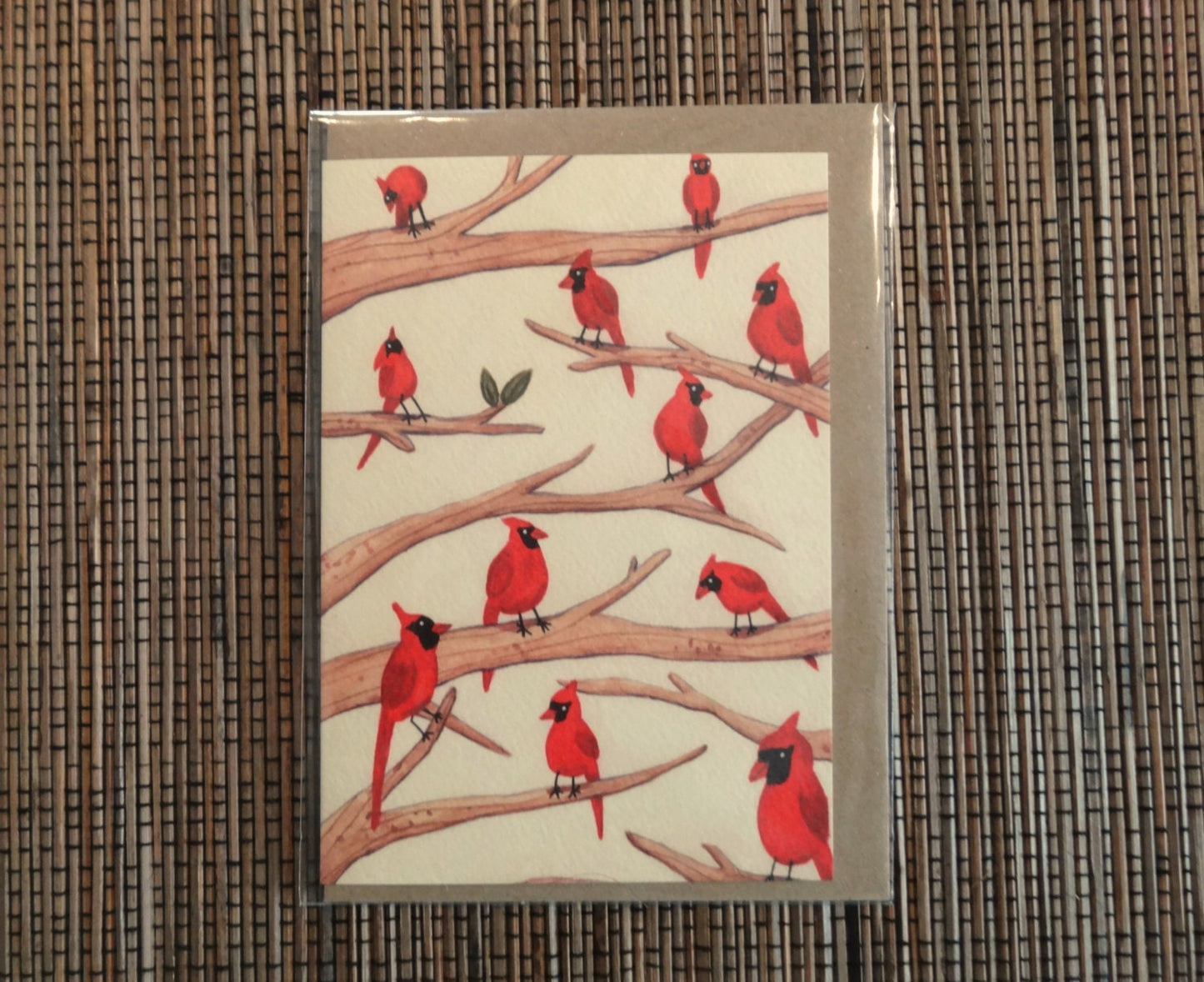 Cardinal Illustration Card: A6 Textured Gesso Card