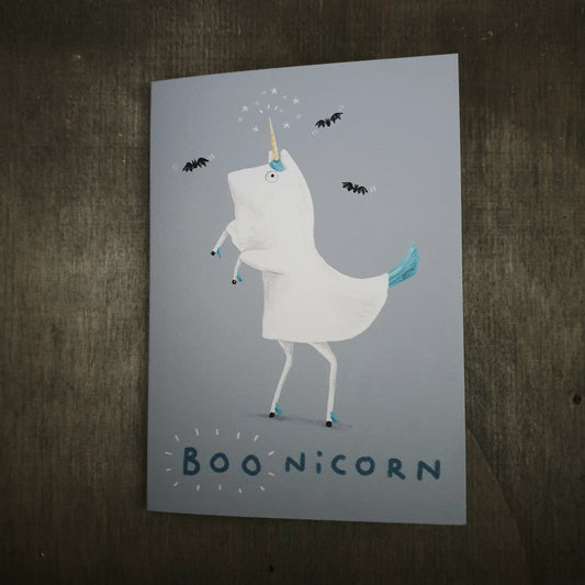 BOOnicorn Halloween Card: Funny Unicorn Ghost Illustration