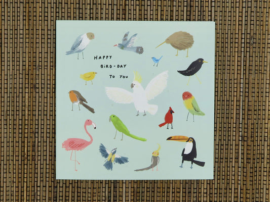 Bird-Day Card: Illustrated Birthday Card with Kraft Envelope