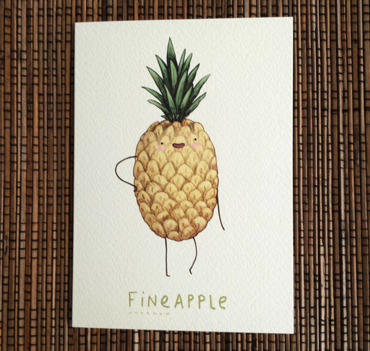 Fineapple Card | Cute Pineapple Illustration, Kraft Envelope
