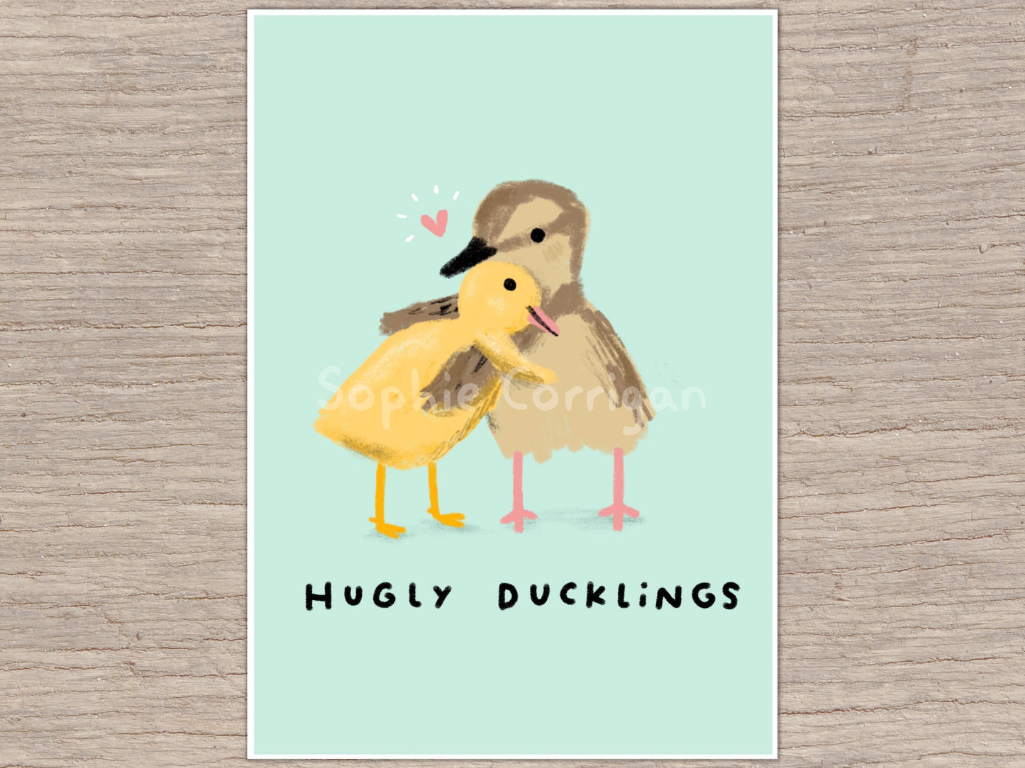Hugly Ducklings Cute Hugging Ducks Signed Fine Art Print