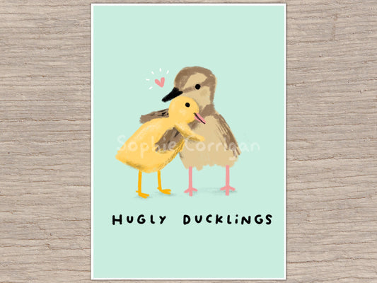 Hugly Ducklings Cute Hugging Ducks Signed Fine Art Print