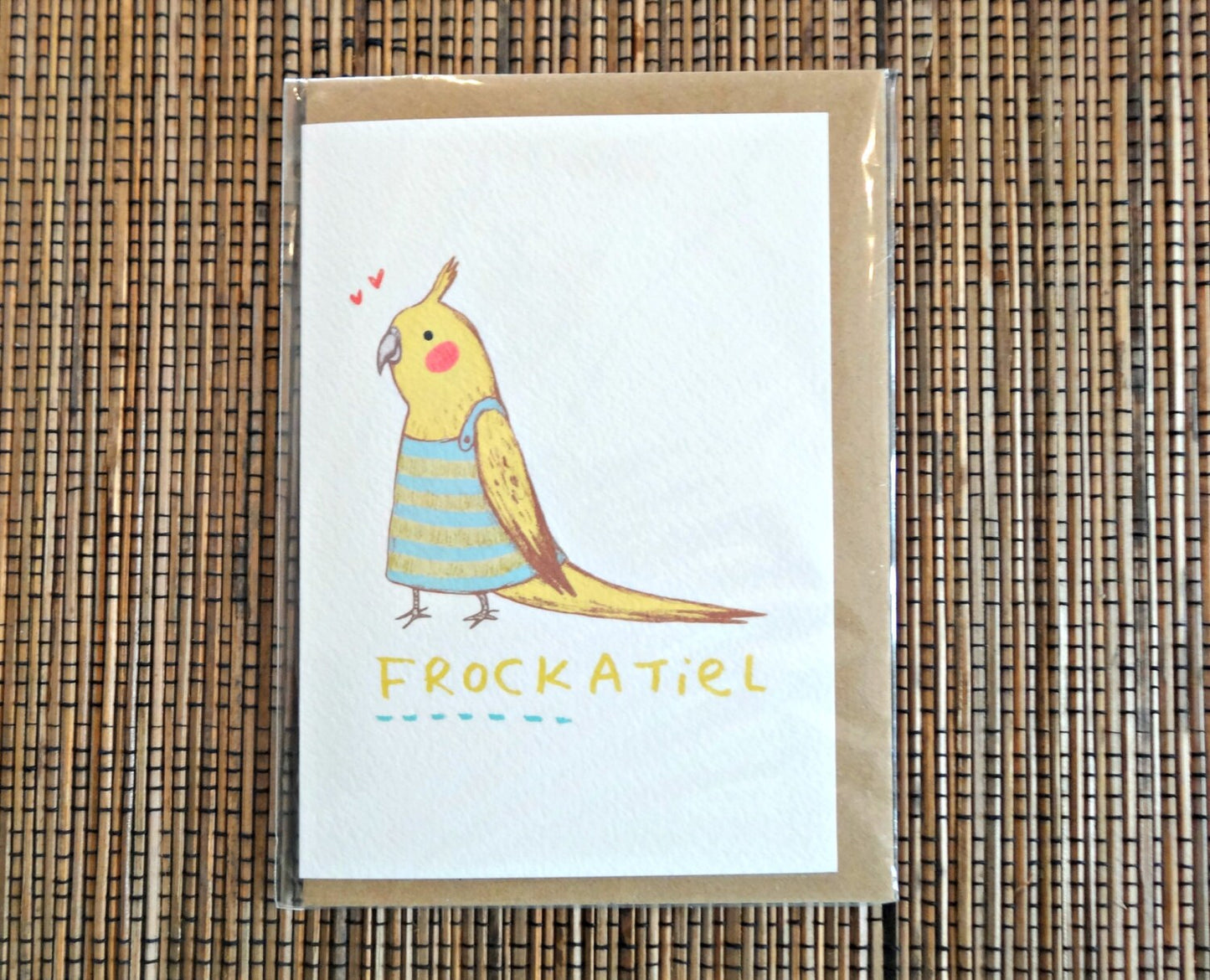 Frockatiel Card - Cute Funny Cockatiel in a Dress