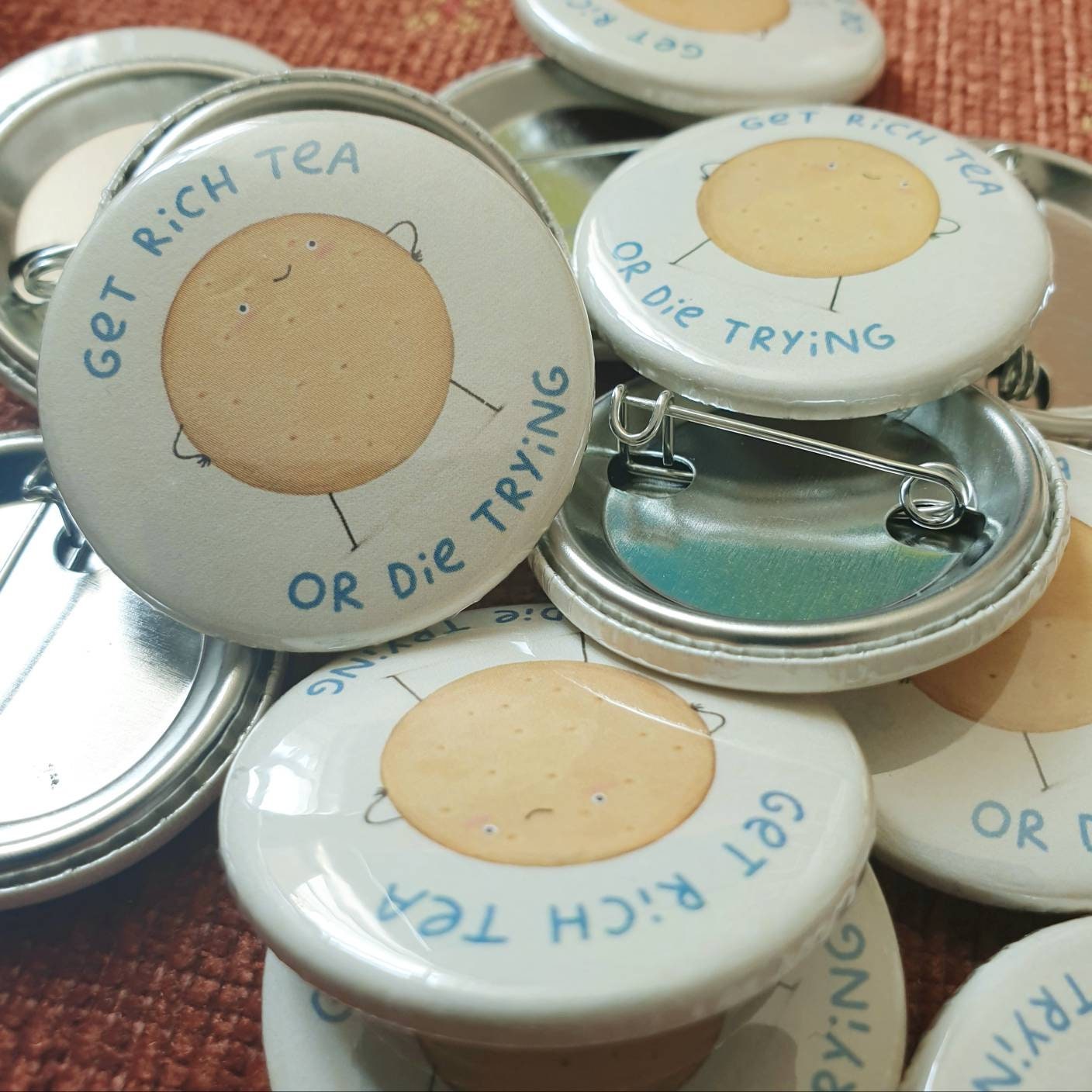 Rich Tea Button Pin Badge