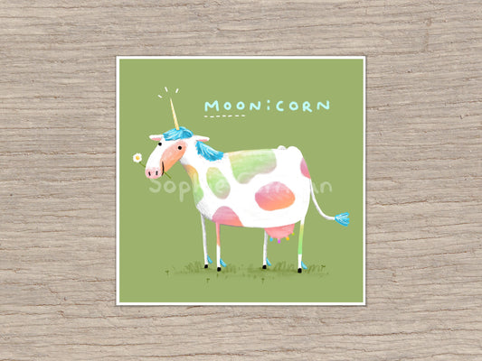 MOOnicorn Cute Rainbow Cow Unicorn Signed Fine Art Print