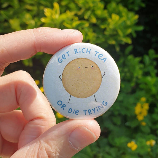 Rich Tea Button Pin Badge