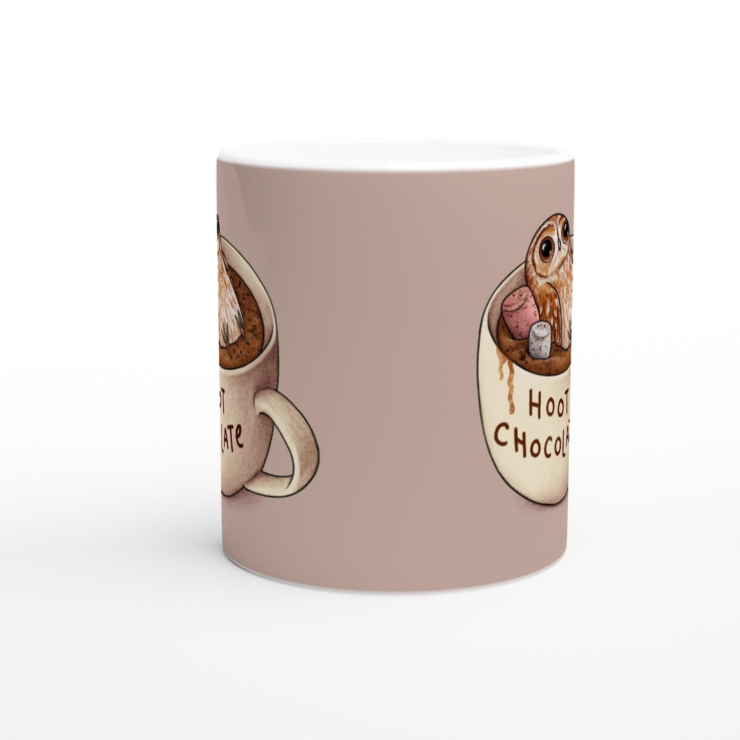 Hoot Chocolate 11oz Ceramic Mug - Cute Hot Chocolate Tawny Owl Bird