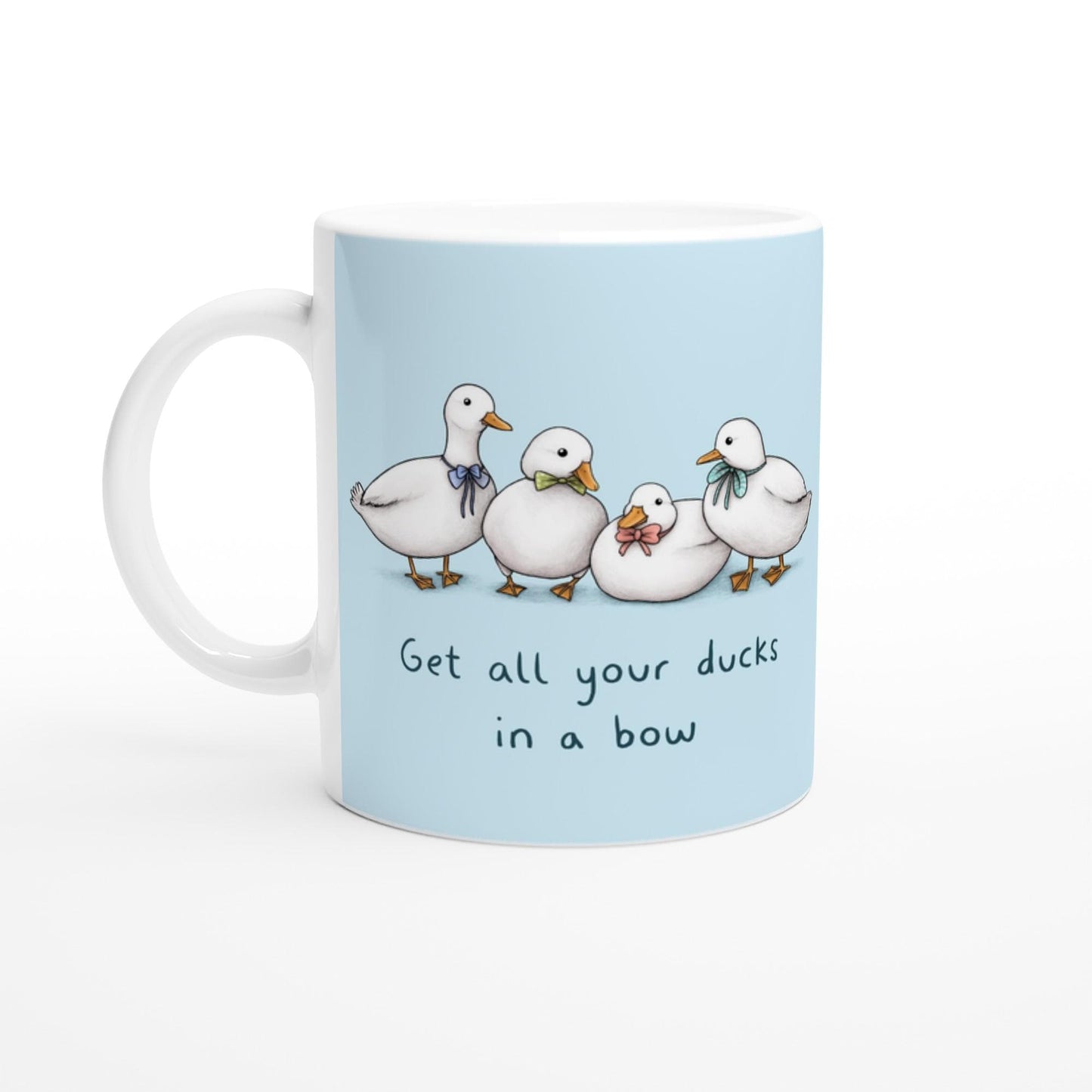 Ducks in Bows - Punny Duck Row 11oz Ceramic Mug