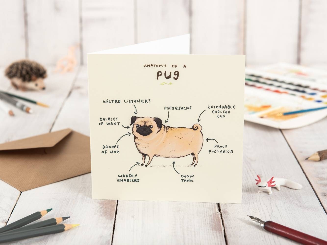 Anatomy of a Pug Greeting Card: Funny Dog Illustration