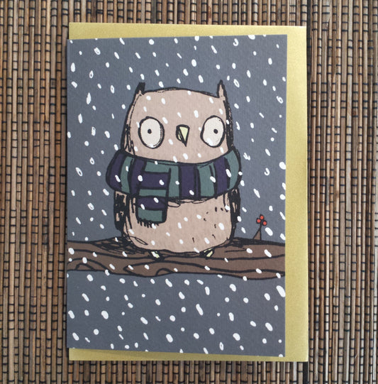 Chilly Owl in the Snow Christmas Card