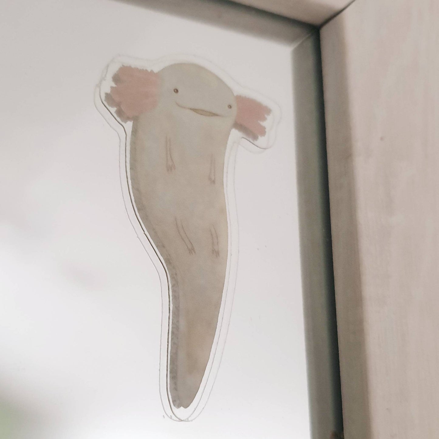 Floating Axolotl Transparent Background Vinyl Sticker
