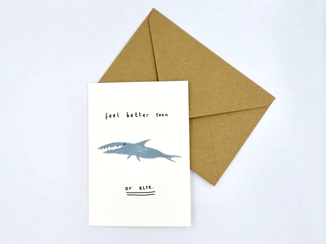 Feel Better Soon Funny Shark Get Well Soon Card