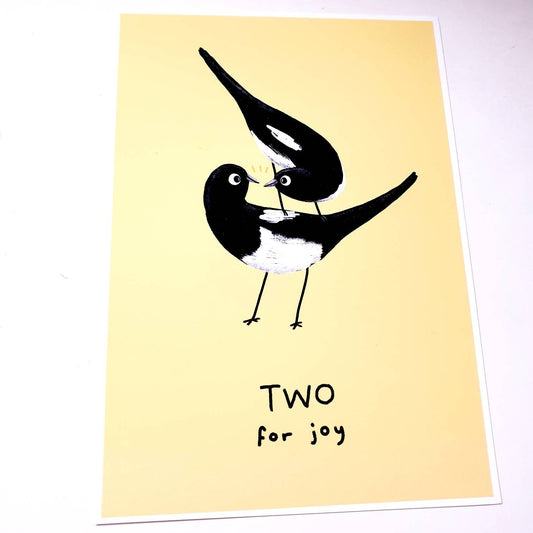 Two for Joy Magpie Rhyme Signed Fine Art Print - New Baby Twins Nursery Gift