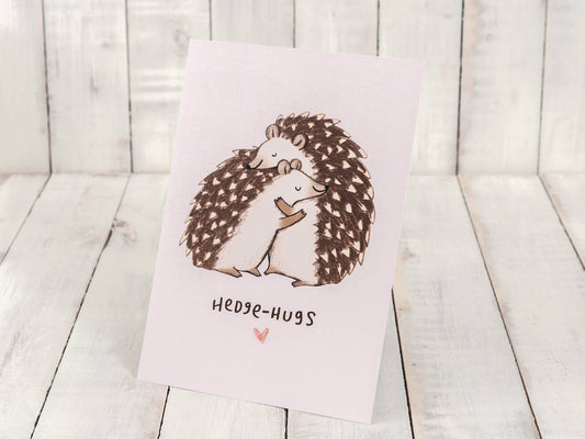 Hedge-hugs A4 Signed Print - Cute Hugging Hedgehogs Valentines Day