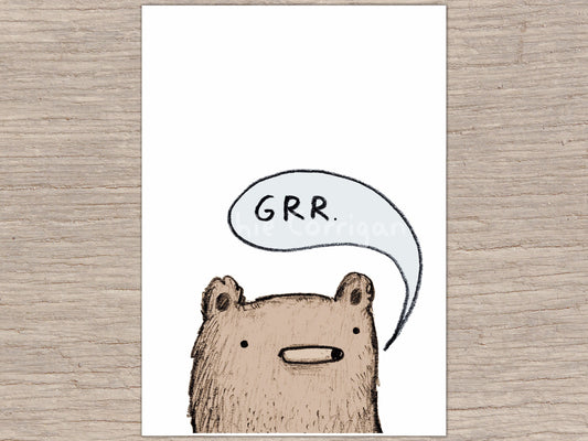 Growling Bear Grrr Signed Fine Art Print