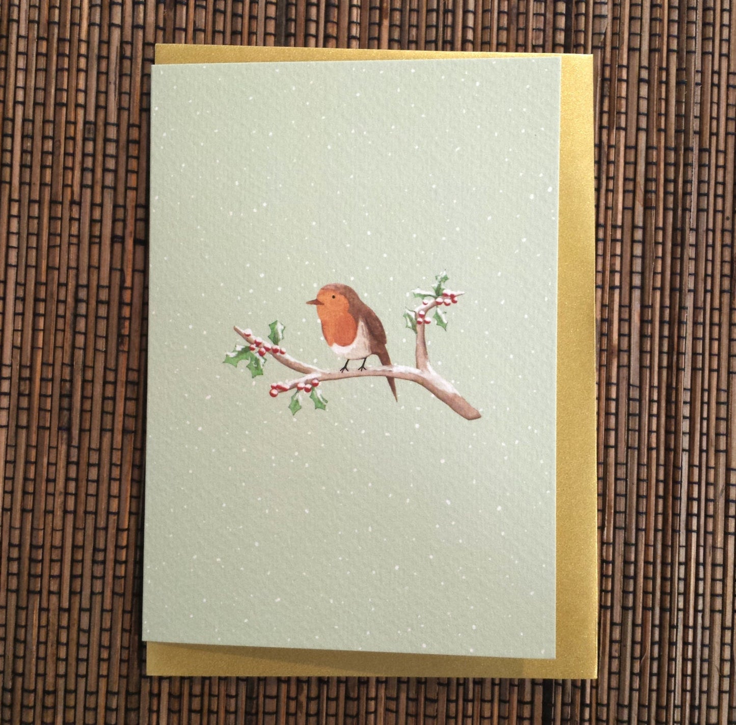 Robin on Branch Christmas Card