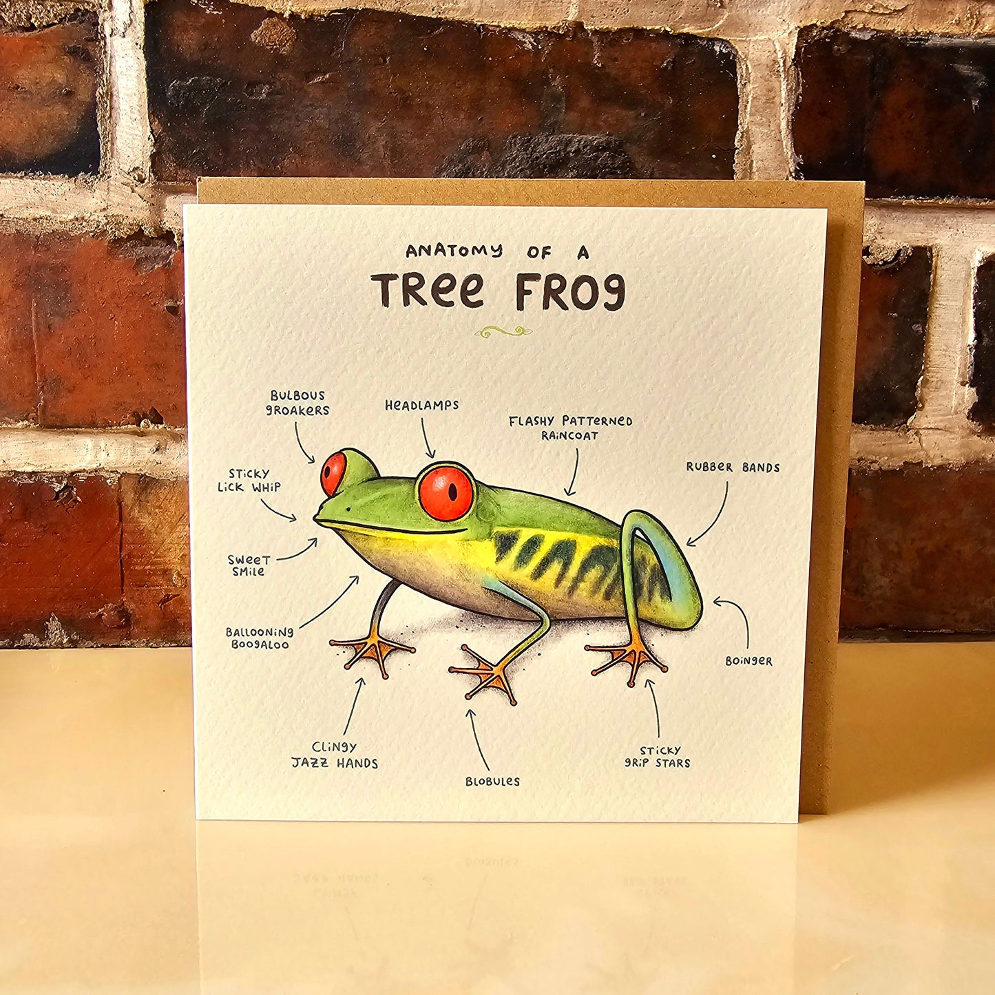 Anatomy of a Tree Frog Greeting Card: Funny Animal Illustration