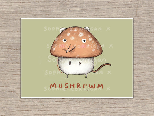 Mushrewm Mushroom Shrew Signed Fine Art Print