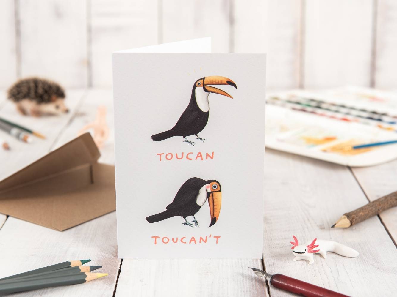 Toucan Toucan't: Pun Card Shy Bird Art, Mental Health Card