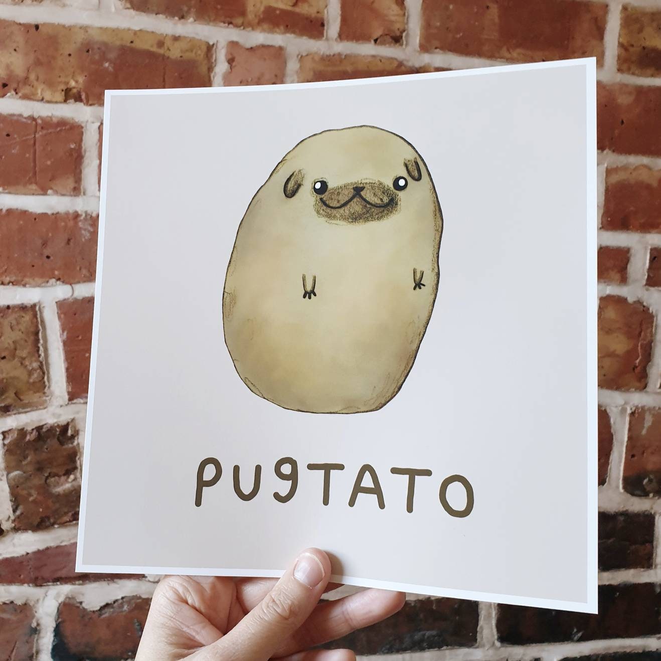 Pugtato Art Print: Signed Foodimal Illustration