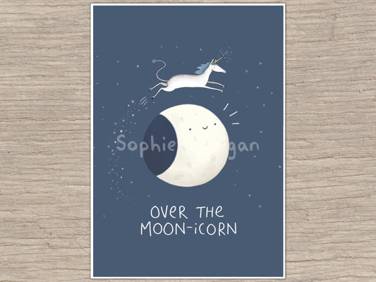 Over the Moon-icorn Signed Art Print