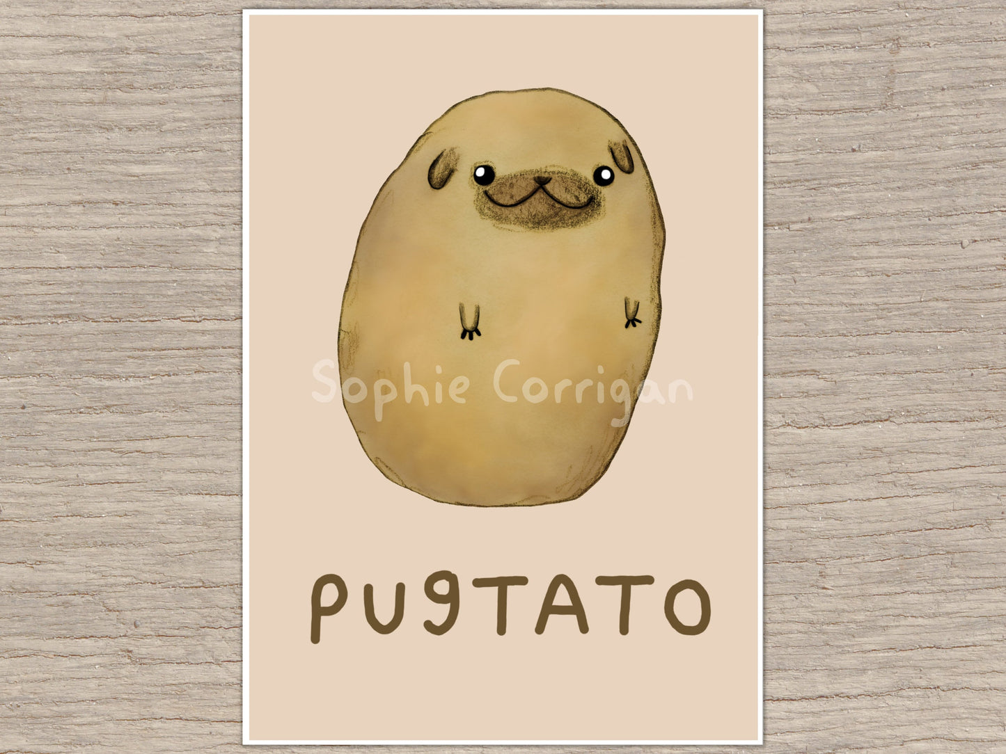 Pugtato Art Print: Signed Foodimal Illustration