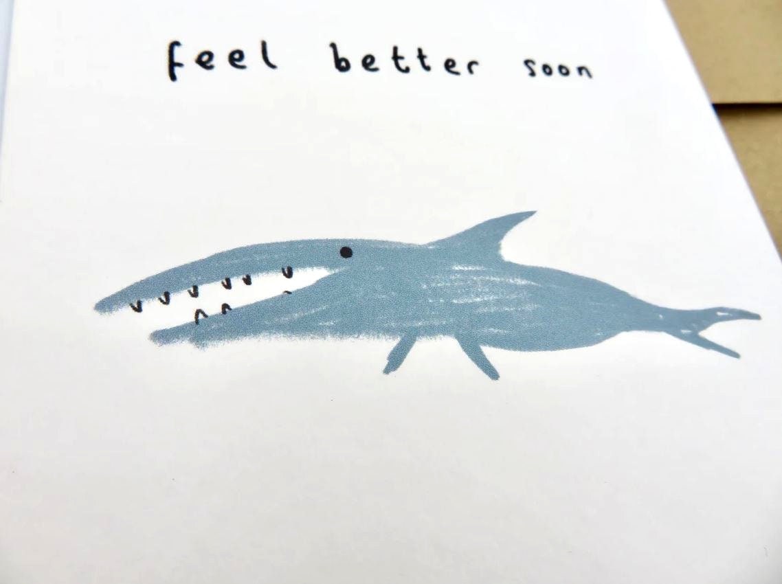 Feel Better Soon Funny Shark Get Well Soon Card